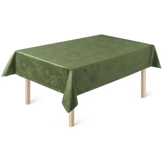 Kähler Design Hammershøi Poppy Damast-Tischdecke aus 100% Baumwolle, in der Farbe: Grün, Größe: 150x220 cm, 693712