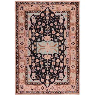 KADIMA DESIGN Wollteppich Orient 120 x 170 cm Rosa-Schwarz