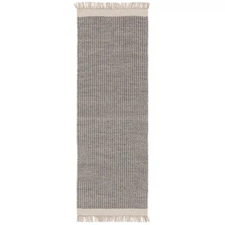 benuta pure Wollteppich Läufer für Flur Kim Grau 80x250 cm - Naturfaserteppich aus Wolle