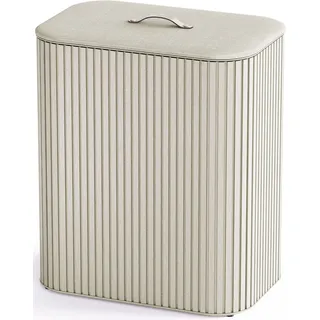 Wäschesortierer JOSEPH JOSEPH "Tota Twin Luxe 90-Liter-Wäschekorb", beige (ecru), B:40,6cm H:73,5cm T:60,8cm, Bambus, Kunststoff, Wäschesammler, Wäschesortierer, leicht vorsortier- und entleerbar