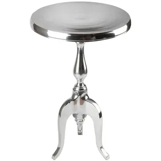 Beistelltisch Metall rund Ø 35 cm H: 55 cm Barock Design Silber Dreibein Tisch