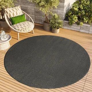 TAPISO Mono Rund Teppich Kurzflor Indoor Outdoor UV-beständig Dunkelgrau Einfarbig Wohnzimmer Schlafzimmer Kinderzimmer Modern Design ÖKO-TEX 240 x 240 cm