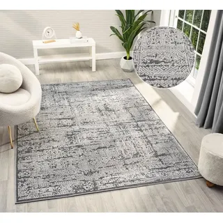 OTTO home Teppich Selin, rechteckig, Höhe: 9 mm, dezenter Glanz, Schrumpf-Garn-Effekt, im Vintage-Look, dichte Qualität grau 300 cm x 400 cm x 9 mm