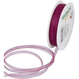 Halbach Seidenbänder Premium Organzaband Breite 5mm Länge 50 m Bastelband zum Verzieren von Geschenken, transparentes Band, Dekoband zum basteln, Farbe: violet