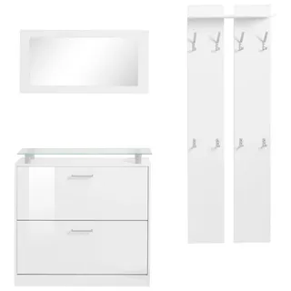 borchardt Möbel Garderoben-Set Finn, (Set, 3-St), mit Glasablage weiß