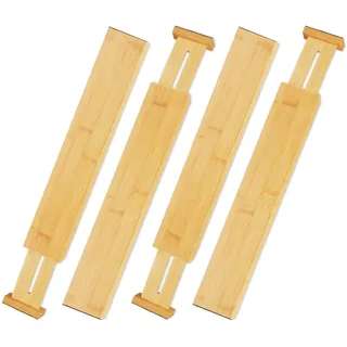 Relaxdays Schubladentrenner Bambus 4er Set Hellbraun,