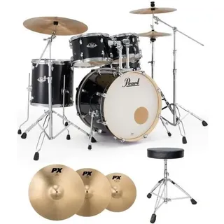 Pearl Export EXX705NBR-C31 Black mit Becken mit Hocker (Acoustic-Drum), Schlagzeug, Schwarz