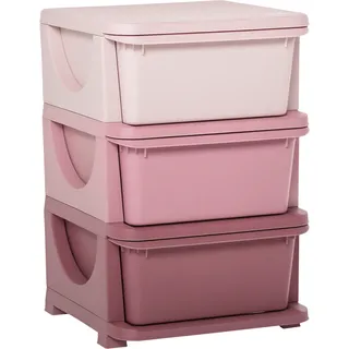 Aufbewahrungsboxen Für Kinder, 3 Schubladen, Abgerundete Kanten, Geprägtes Muster, 37 X 37 X 56,5 Cm, Rosa