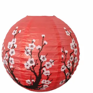 Surwin 10 Stück Papierlaterne Set, Chinesische Japanische Kirschblüte Papierlaternen, Rund Lampenschirm Dekoration für Mittherbstfest, Frühlingsfest, Restaurant, Hotel (30cm,Rot)