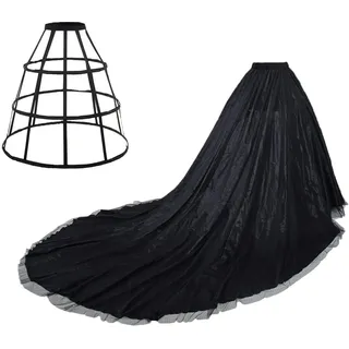 GRACEART Damen Lange Retro Maxi Tüll Rock Brautkleider Unterrock Überrock (schwarz) - Einheitsgröße