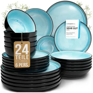PURE LIVING INTERIOR DESIGN Ibiza Tafelservice 24-tlg. aquamarin