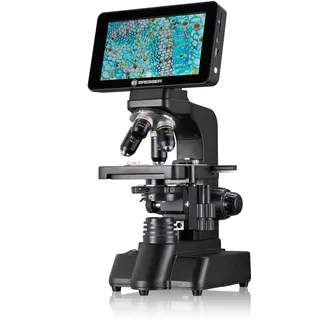 Bresser LCD-Mikroskop Researcher mit Touch-Display für 44–700-fache Vergrößerung, Kondensor, Kreuztisch, Feinfokus und 16MP CMOS Sony Sensor für Fotos und Full-HD-Videos