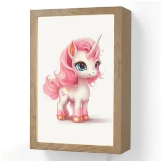 OnlyWow Wandleuchte Lightbox Einhorn - Mädchen - Kinder - Einhorn - Rosa, Dimmbar, Farbwechsel, LED, Warmweiß, Kaltweiß, Neutralweiß Einstellbar, Wandlampe Innen, Dimmbar, mit Kabel, LED, Beleuchtung, Kinderzimmer rosa 20 cm x 8 cm x 30 cm