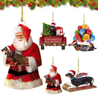 Weihnachtsbaumschmuck, Dackel Christmas Decorations, Personalisierter Weihnachten Deko Acryl Dackel Deko, Weihnachtsdeko Lustig Hängende Dekoration, Rucksack Hängende Home Deko Weihnachtsbaum (A)
