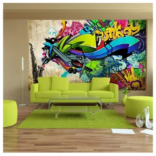 KUNSTLOFT Vliestapete Funky - graffiti 1.47x1.05 m, Matt, lichtbeständige Design Tapete bunt 1.47 m x 1.05 m