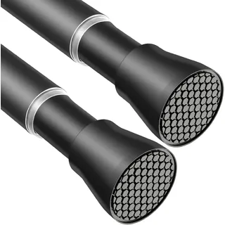 1 Stück Gardinenstange ohne Bohren 70-120cm Teleskopstange, Schwarz, Ø22mm | Werkzeuglose Montage, Einfach Eindrehen. Klemmstange für Fenster, Schrank, Bad & Duschstange, Türvorhang, Schränke, Trennwand