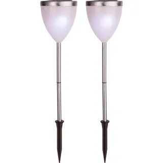 Star Trading Solarleuchte Glas 46 x 10 cm 2er Set silber
