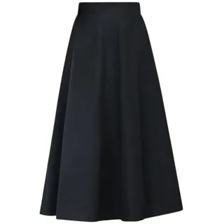 StarTreene Damen Winter Wollrock Lang hohe Taille A-Line Plisserock mit Taschen Vintage Rock Elegant Winterrock Herbst Warm Maxirock (Schwarz, EU 42 = Etikett 2XL) - 42
