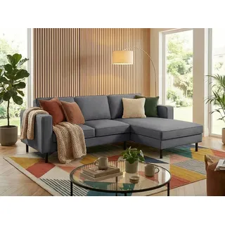 TRENDMANUFAKTUR Eckcouch Polyester 2-Sitzer Grau