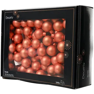 Kaemingk Christbaumschmuck, Weihnachtskugeln am Draht 2,5cm Glas 144 Stück - Warmorange matt orange