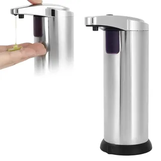 Hyuduo Automatischer Seifenbehälter, Induktionsseifenspender, Infrarot-Bewegungssensorflasche, Technische Kunststoffe aus ABS + Edelstahl für Badezimmerbüros Seifenspender/Seifenspender