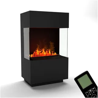GLOW FIRE Elektrokamin OGF 1 Mini Wasserdampf Kamin, Standkamin, Elektrischer Kamin, Wasserdampfkamin mit 3D Feuer und Knisterfunktion schwarz