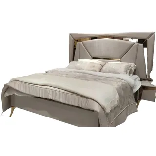 aea Schlafzimmerbett 140 x 200 cm Beige/Gold
