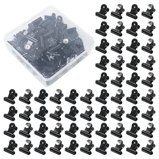 Keboyoe 60 Stück Schwarze Klammerns mit Stecknadeln Schwarz Clip mit Stift | Reißzwecken Klammern Bulldogge Clip Pinnadeln Pinnwand Nadeln Klammern Push Pin Clips für Fotowände,Notizwände,Pinnwände