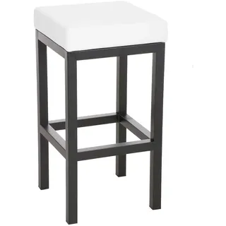 DELUKE® Barhocker KIEL - Weiß, Kunstleder, Stahl, 80cm Höhe | Barhocker ohne Lehne Barstuhl Tresenhocker Tresenstuhl Kneipenhocker Kneipenstuhl