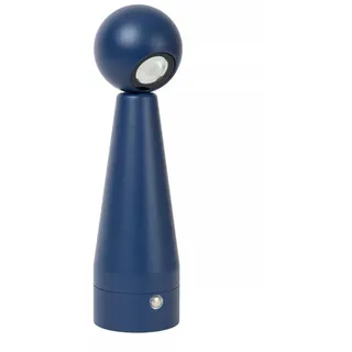Licht-Erlebnisse Nachttischlampe DUREN, LED fest integriert, Warmweiß, LED Aluminium Dimmer verstellbar 22 cm Blau rund 170-250 lm Modern blau
