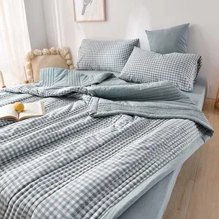 uyeoco Tagesdecke Baumwolle Bettüberwurf Boho Stil Sommer Bettdecke 200 * 230cm Steppdecke Doppelbett Gesteppte Bunte Decke Set Patchwork Wohndecke Für Schlafzimmer (Color : A, Size : 150 * 200cm)