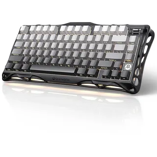 GravaStar Mercury K1 75% Mechanische Gaming-Tastatur, Exoskelett-Design Aus Aluminiumlegierung, Benutzerdefinierte Tastatur mit Hot-Swap-Sockel, Linearschalter, RGB - Farbverlauf Schwarz
