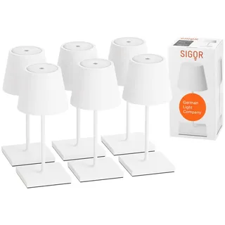 SIGOR Nuindie mini 3.0 LED Akku-Tischlampe, 6er-Set, schneeweiß schneeweiß