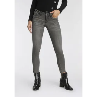 Skinny-fit-Jeans ARIZONA "mit Keileinsätzen" Gr. 44, N-Gr, grau (grey, used) Damen Jeans Röhrenjeans Low Waist