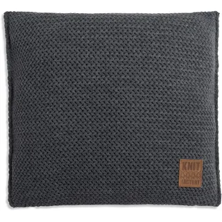 KNIT FACTORY - Maxx Kissen - Anthrazit - 50x50 cm | Sofakissen mit Füllung und Bezug - Couchkissen - Zierkissen - Grob gestrickter Dekokissen - Zeitloses Design