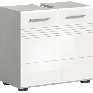 xonox.home Waschbeckenunterschrank 60 cm x 56 cm x 32 cm Grau-Weiß