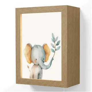 OnlyWow Wandleuchte Lightbox Elefant - Tier - Pastellfarben - Jungen, Dimmbar, Farbwechsel, LED, Warmweiß, Kaltweiß, Neutralweiß Einstellbar, Wandlampe Innen, Dimmbar, mit Kabel, LED, Beleuchtung, Kinderzimmer 15 cm x 8 cm x 20 cm