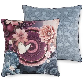 hip Dekokissen Polyvelvet Dekokissen 48 X 48 cm Asher bunt mandalas & flowers, Dekokissen Couch kissen Sofa Kissen bunt