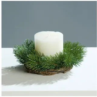 Winterliche Kunstpflanze Tannen-Kerzenring ca. 16cm Tannenkranz, mucPlants grün