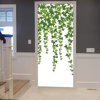 A.Monamour Türtapete Selbstklebend Türfolie Türposter 3D Weißer Hintergrund Der Grünen Efeu Weinlaub Wand Kletterpflanze Vinyl Folie Türdeko Tapete Wandbild Türaufkleber Türtattoo 90 x 200 cm