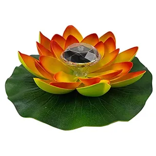 Yeehliny Solar-Licht Lotusblüte - Künstliche Schwimmende Lotusblumen für Pool und Teich Dekoration - Laterne mit Orange Blüte (1PC)