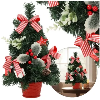 Sarcia.eu Künstlicher Weihnachtsbaum Künstlicher Weihnachtsbaum, klein 40 cm rot mit Stechpalmen geschmückt