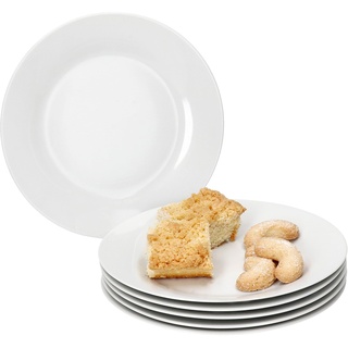 MamboCat Tommy 6er Set Kuchenteller I weiße Porzellan-Frühstücksteller für 6 Personen I kleine Teller für Salat, Dessert & Co. I schickes Geschirr für Frühstück, Mittag, Kaffee & Abendbrot