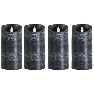 sompex LED Kerzen mit Timerfunktion und flackernder Flamme, anthrazit ⌀ 8cm, Höhe wählbar 12,5 cm, 18cm, 23cm, Adventskranz 4er Sets, Weihnachtsdeko, LED Deko (4x18cm)