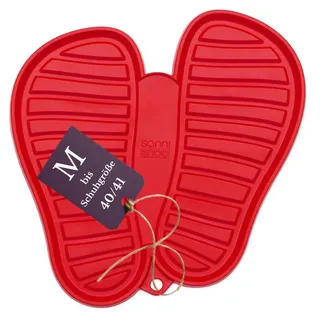 Sanni Shoo Schuhablage Schuhabtropfschale - M (bis Schuhgröße 41), rot | Flexible Schuhmatte Abtropfmatte; Waschbar bei 30°C, Schuhwanne aus BPA-freiem Kunststoff, in Europa gefertigte Schuhschale - M (bis Größe 41)