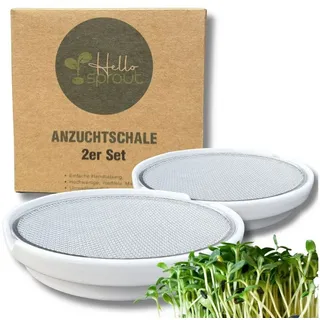 Hellosprout Anzuchttopf Kresse Anzuchtschalen, Keimschalen mit 2 x Kressesieb, Hochwertige (Anzuchtschale, Keimschale mit 2x Edelstahl Sieb, 2 St., Für Kresse & Microgreens), Keimschalen ohne Erde - Inkl. Ratgeber