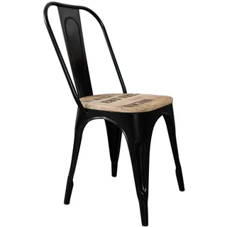 Stuhl Esszimmerstuhl massiv Holzstuhl Industrial Mango schwarz Eisen 2er Set