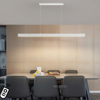 Esstischlampe LED Pendelleuchte dimmbar Hängeleuchte mit Fernbedienung Büroleuchter Moderne Einfachheit langer Kronleuchter höhenverstellbar pendellampe für büro esszimmer Wohnzimmer (weiß, L150cm)