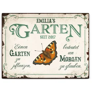 Love Faith personalisiertes Outdoor-Schild - Gartenglück - 30x20 cm | Gestalte dein individuelles Gartenschild - Wetterfestes Metall 30x20cm, ohne Bohrung - Wanddeko für Garten & Balkon