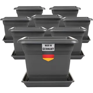 wifese 2friends Pflanzkübel Groß Außen 40x40 cm, 8er Set Anthrazit Blumentopf Gross für Terrasse und Garten Robuster Pflanztopf 40 cm Durchmesser Blumenkübel